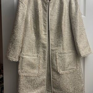 Neiman Marcus Cream Tweed Cape Coat